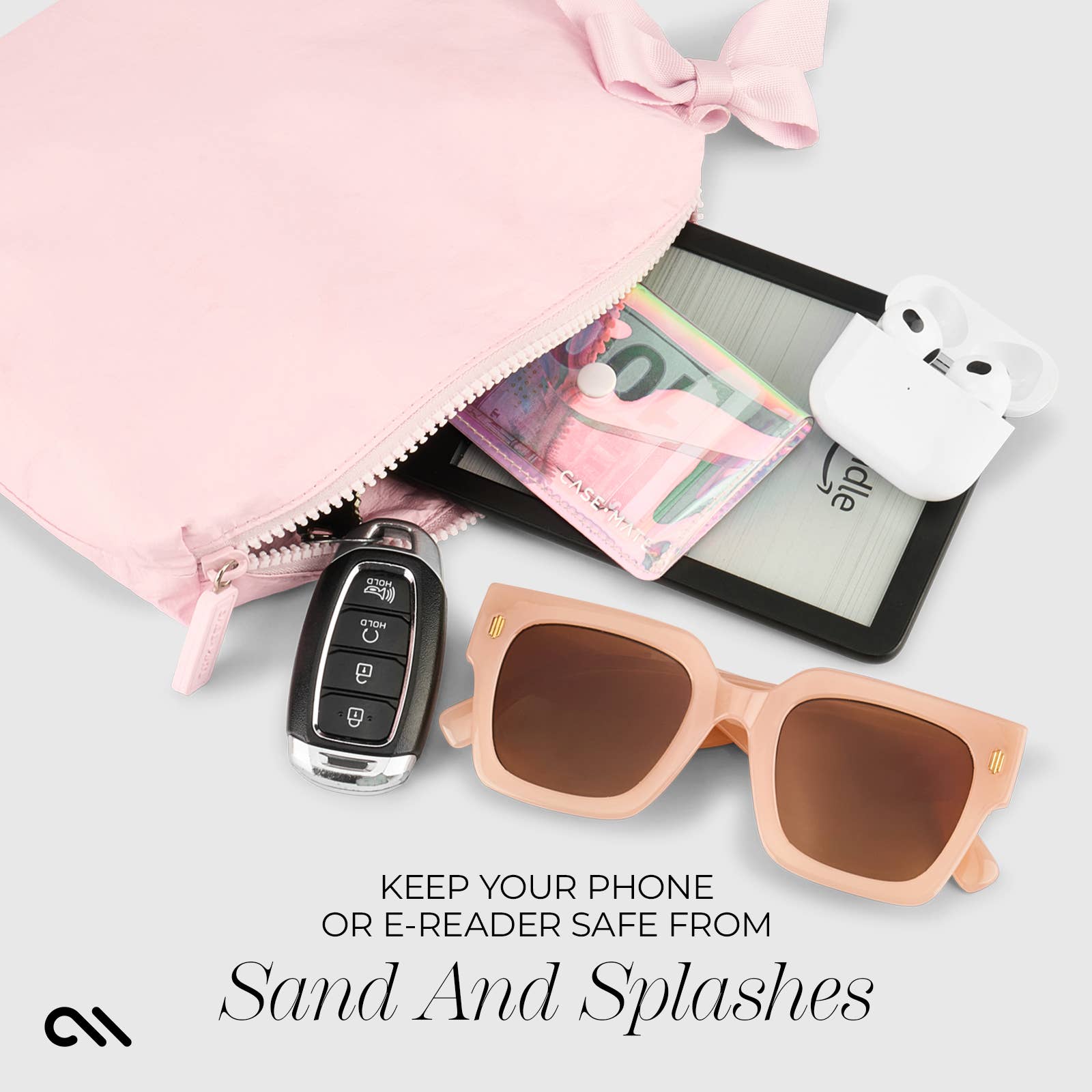 Case-Mate Ballet Pink Bow Crinkle Makeup Bag