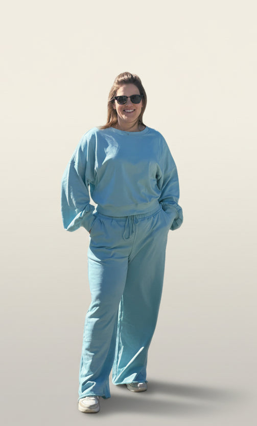Light Blue Crop Pullover Lounge Set