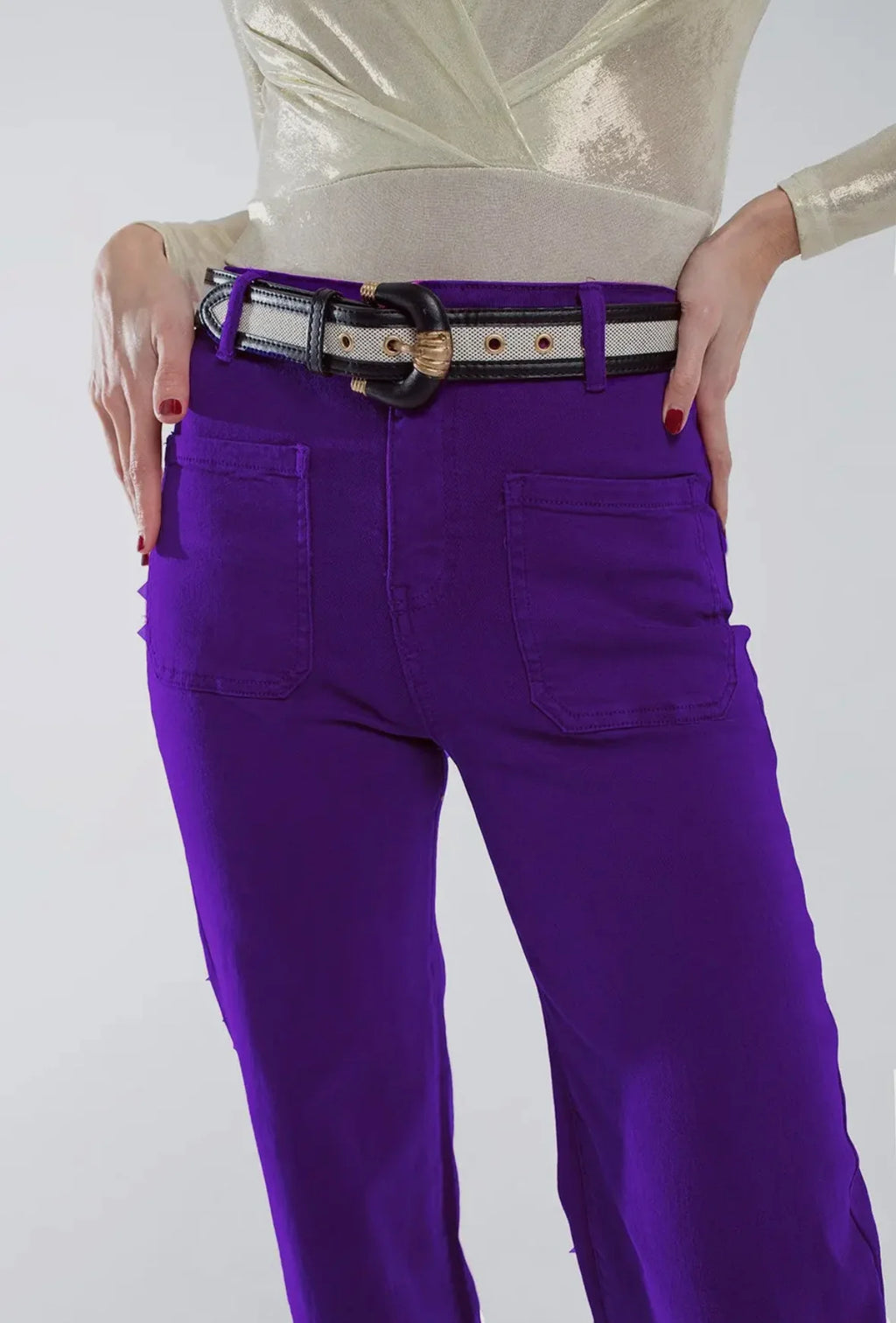 Purple Flare Jeans with Large Front Pockets (runs small)