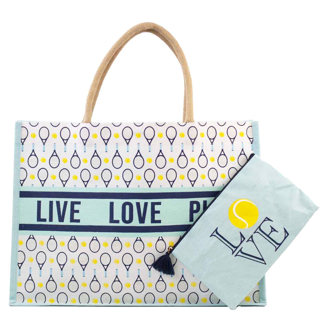 Tennis Love Juco Tote   Sky/Navy/White   19x14x7.5