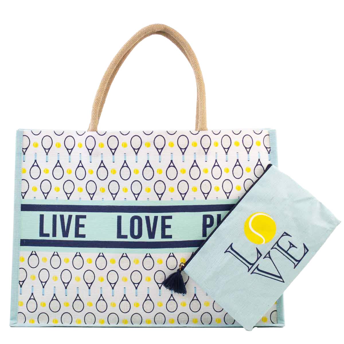 Tennis Love Juco Tote   Sky/Navy/White   19x14x7.5