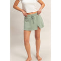 Sage Green Wrap Front Elastic Waist Skort