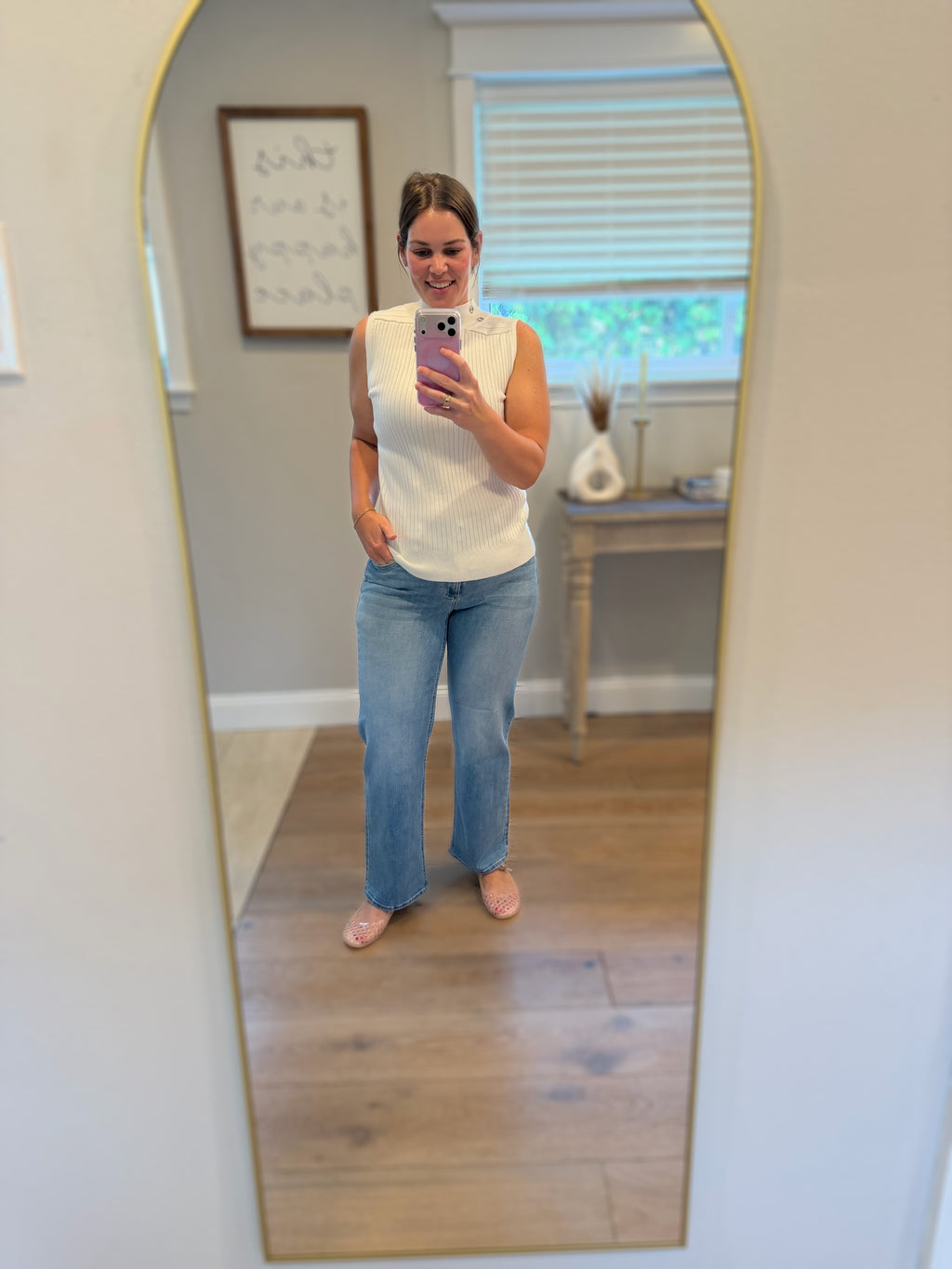 JBD Mid Rise Stretch Straight Leg Jeans in Light Denim