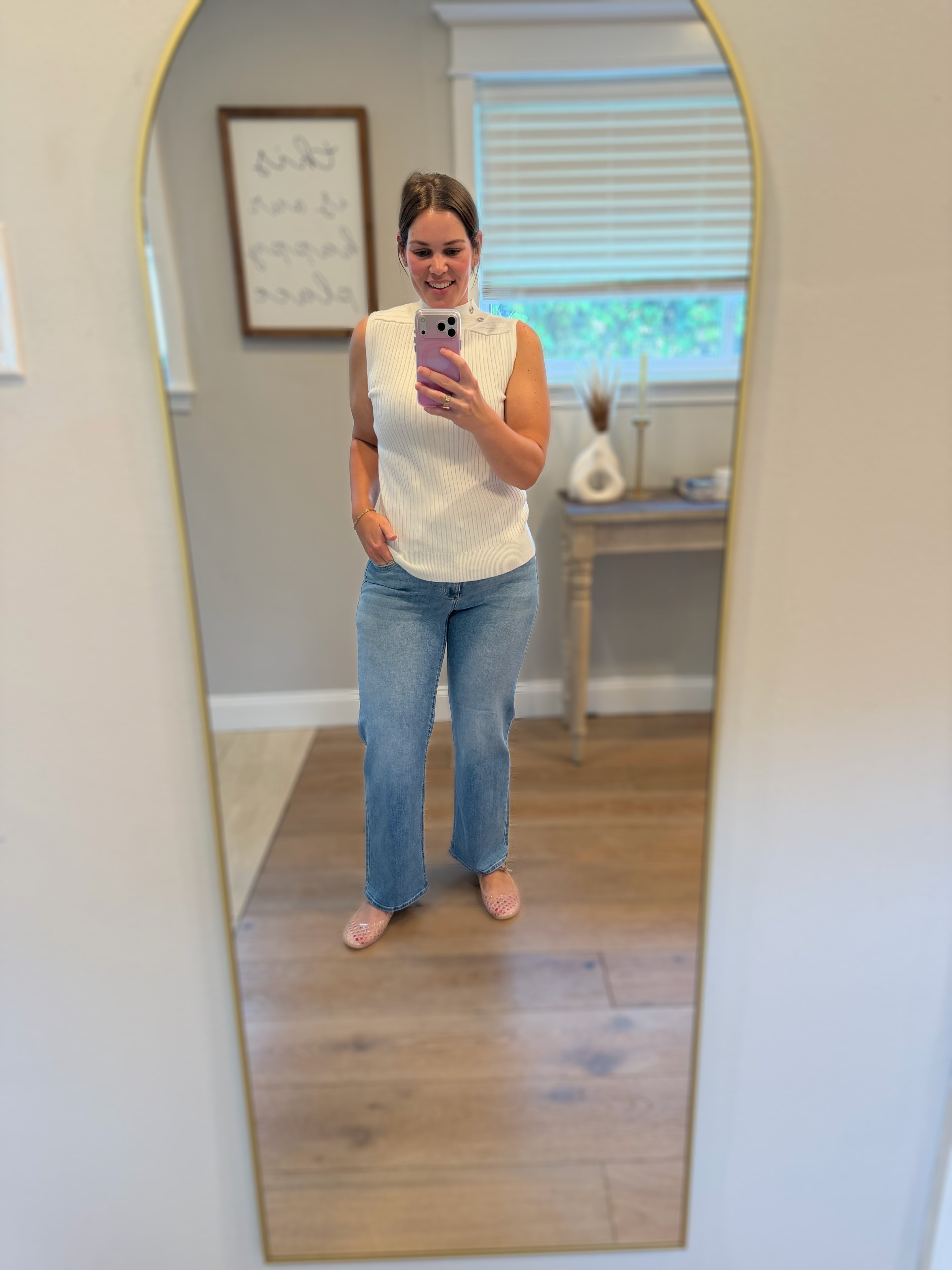 JBD Mid Rise Stretch Straight Leg Jeans in Light Denim