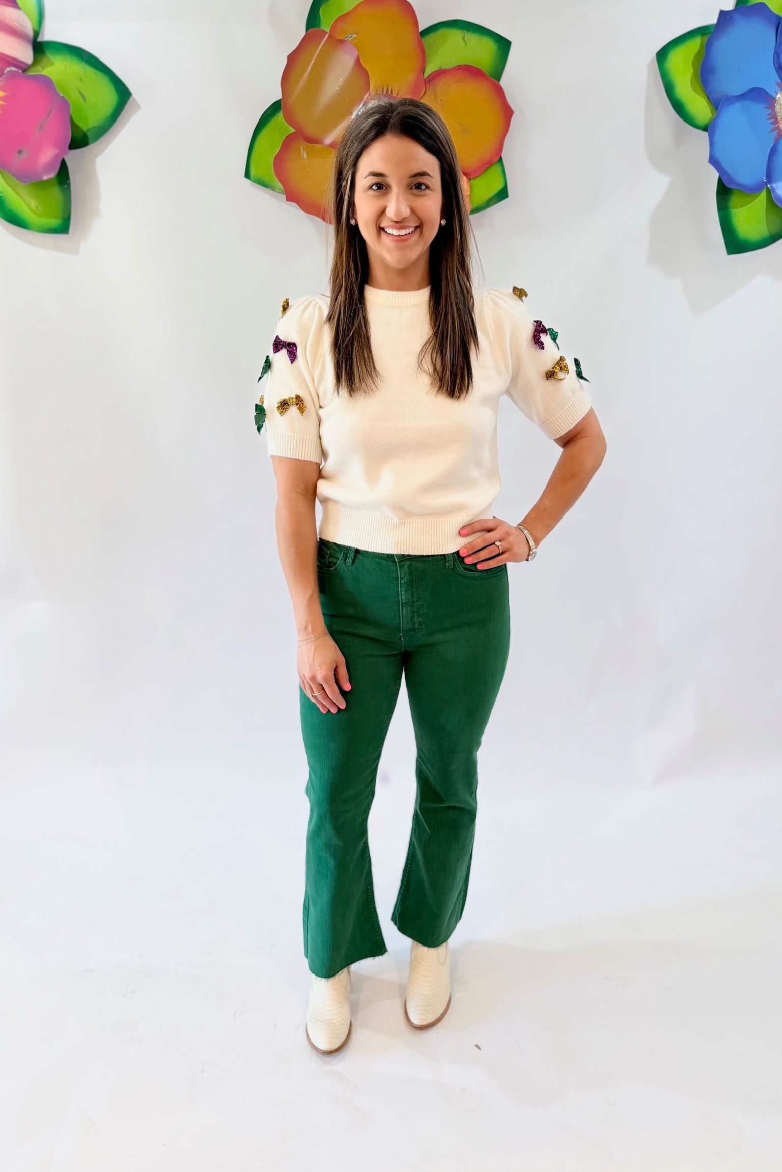 Green JBD High Rise Crop Flare | Sz 24