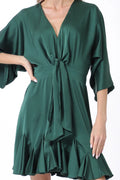 Aakaa Kimono Satin Sleeve Mini Dress