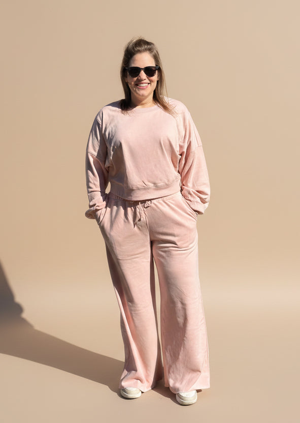 Light Pink Crop Pullover Lounge Set