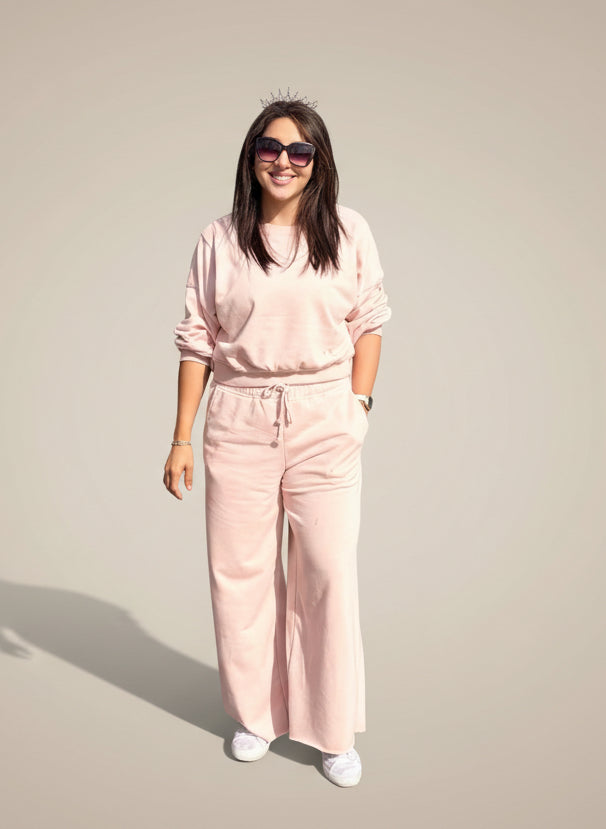Light Pink Crop Pullover Lounge Set