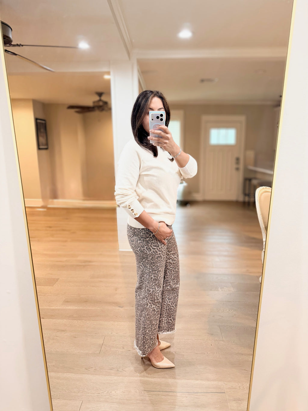 Cream Buttoned Bishop Sweater