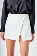 White Asymmetric Skort