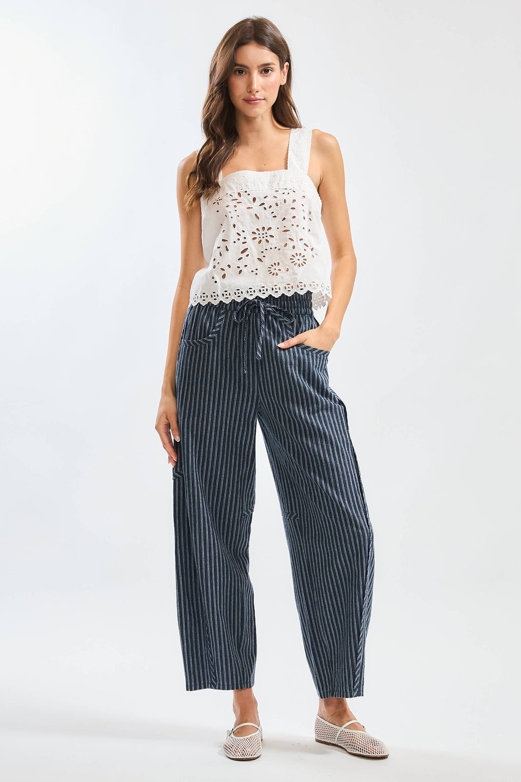 Camellia Eyelet Lace Sleeveless Blouse | Feminine Cotton Summer Tank Top