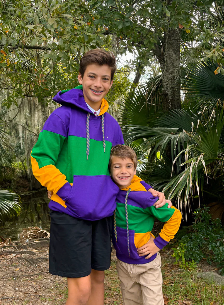 Mardi Gras Creation - Rugby Wide Panel Youth Hoodie: S (6/7T)