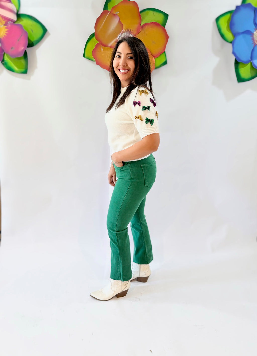 Green JBD High Rise Crop Flare | Sz 24