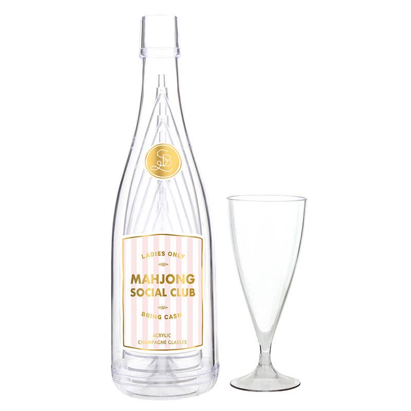 Mahjong Social Club Acrylic Champagne Bottle & Glasses Set