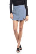 Blue Wrap Style Mini Skirt