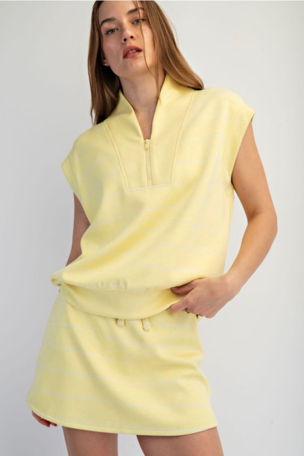 Rae Mode | Lemon Scuba Stripe Luxe Top & Skort Set