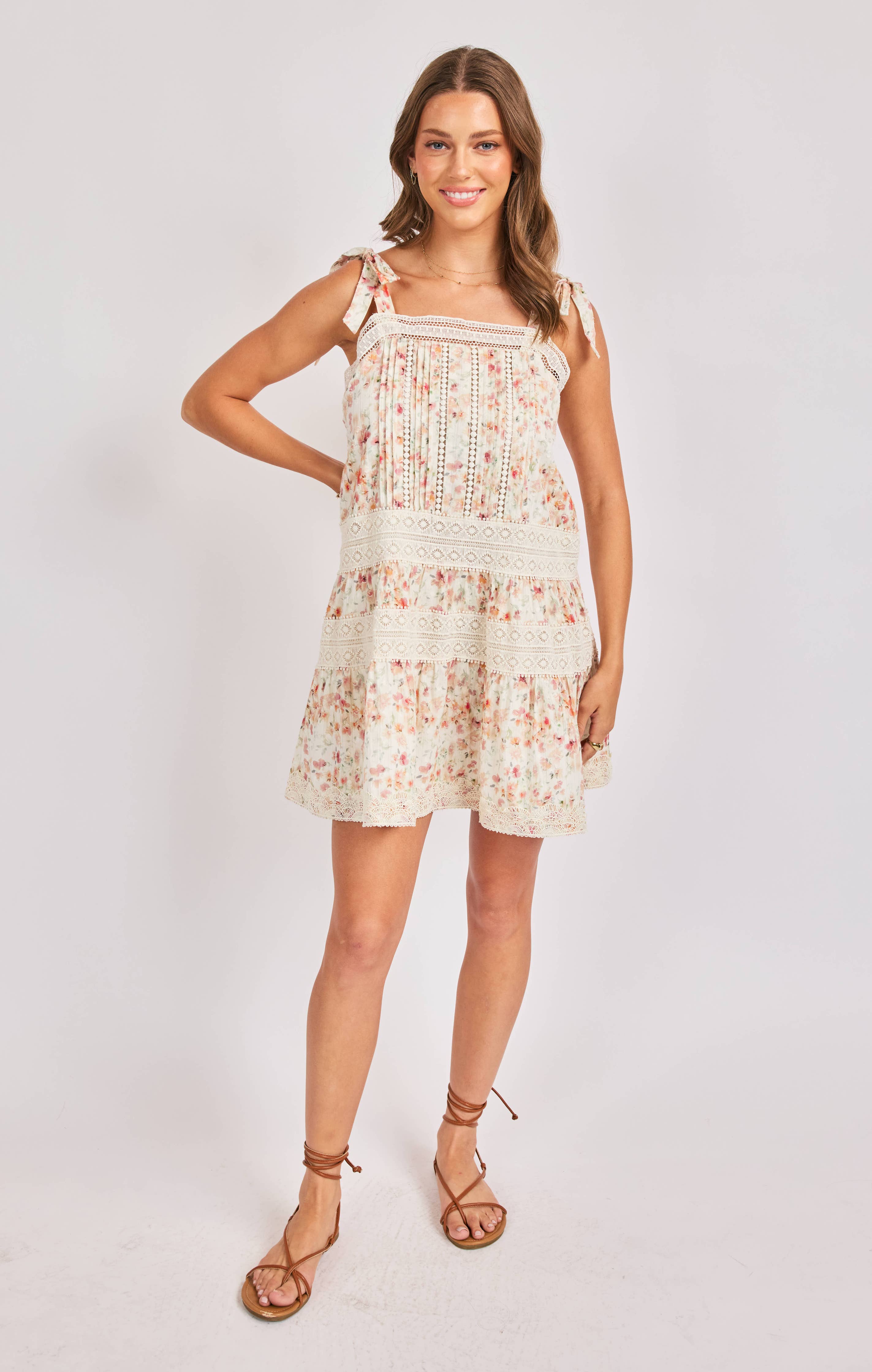 Sadie & Sage | Rosita Lace Trim Mini Dress