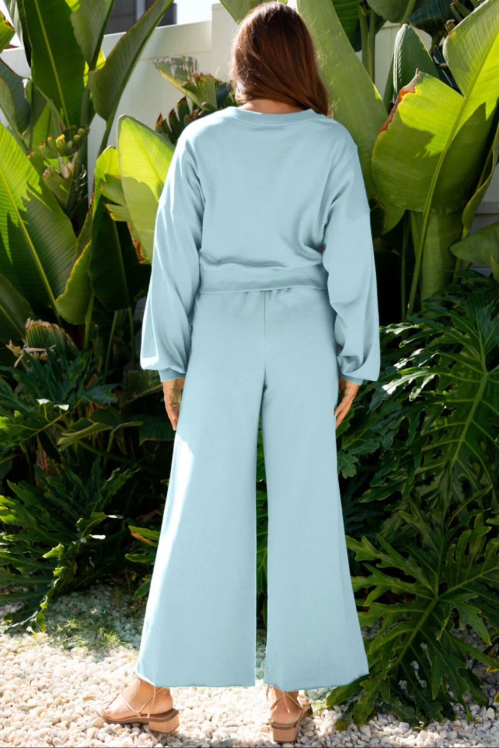 Light Blue Crop Pullover Lounge Set