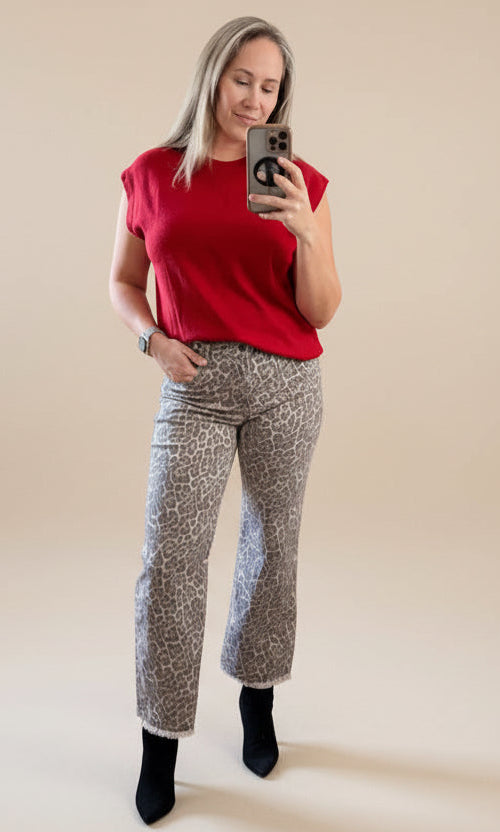 Red Knit Cap Sleeve Sweater