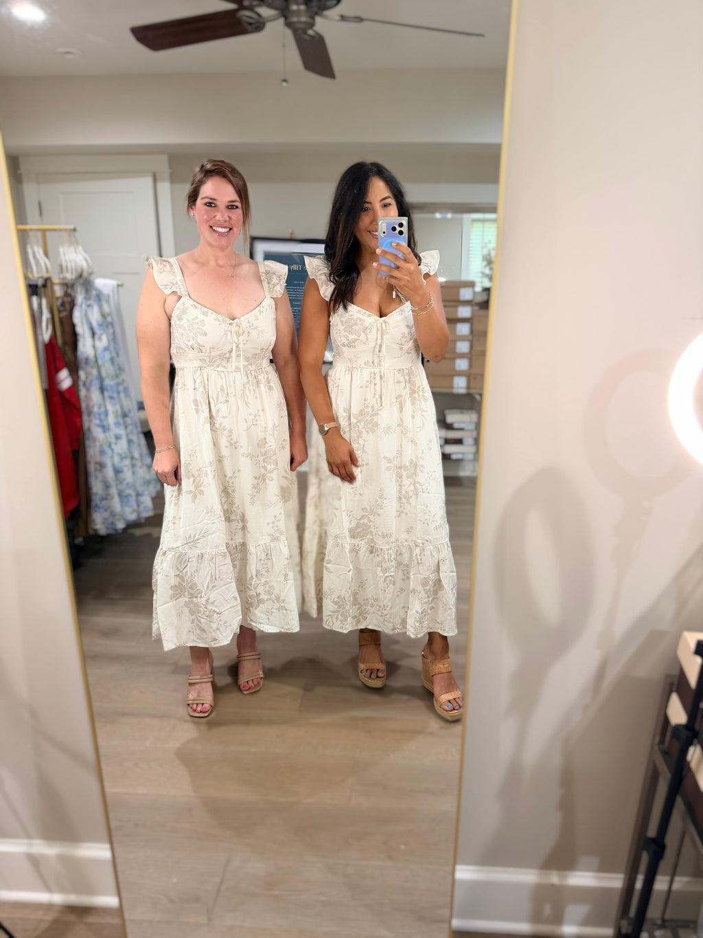 Blu Pepper Natural Floral Midi Dress