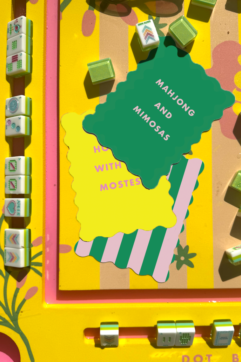 Palm Springs Yellow Mahjong Shufflers Set of 2