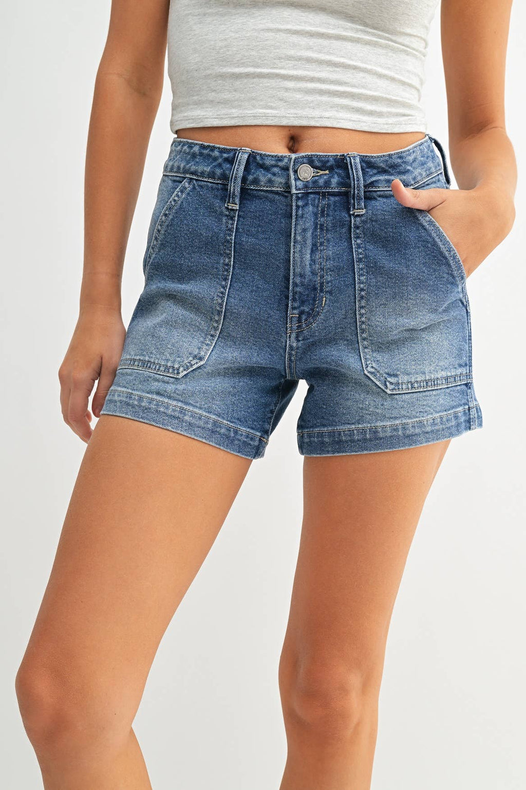 JBD Original Utility Denim Shorts – Medium Wash Women's Jean Shorts