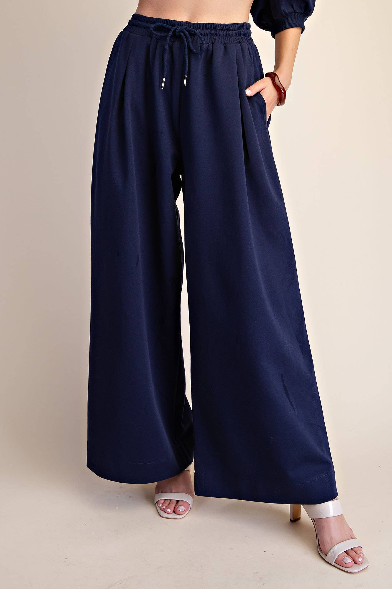 Glam | Bubble Sleeve Top and Wide Leg Pants Set