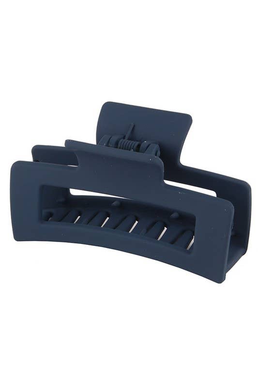 3.35" Minimalist Rectangle Hair Claw Clip_CWAHA0088: NAVY / (OS) 5