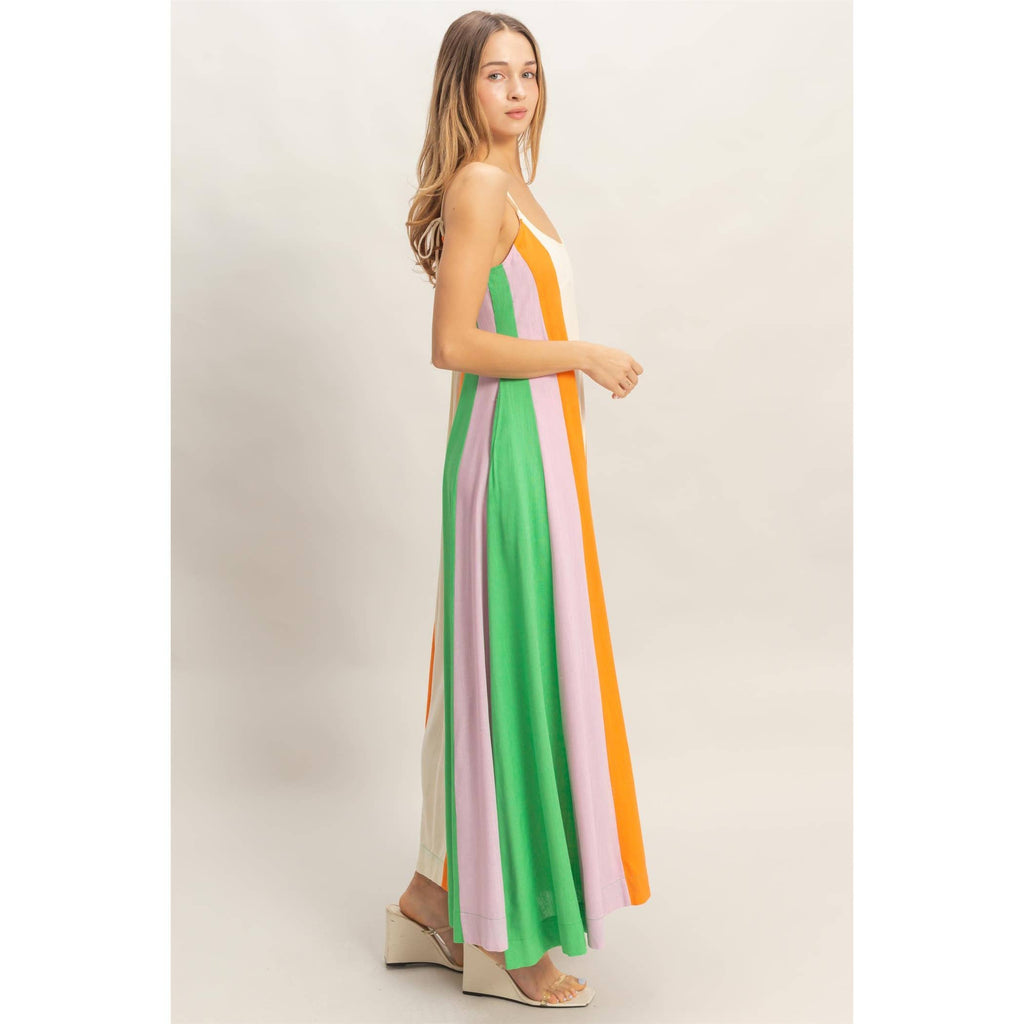 Strappy Colorblock Maxi Dress