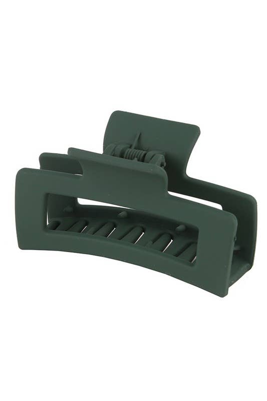3.35" Minimalist Rectangle Hair Claw Clip_CWAHA0088: DARKGREEN / (OS) 5