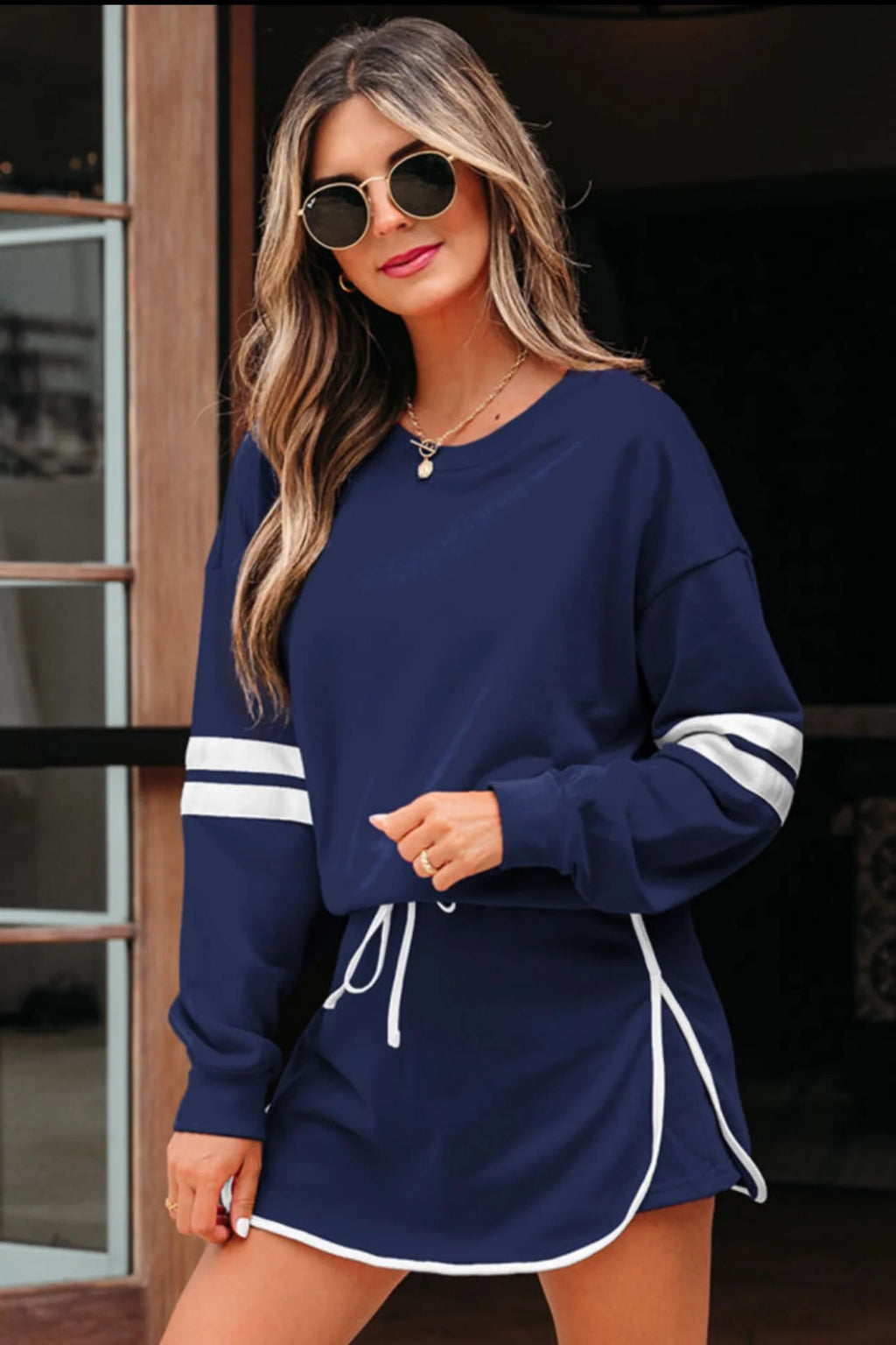Navy Varsity Skort Set