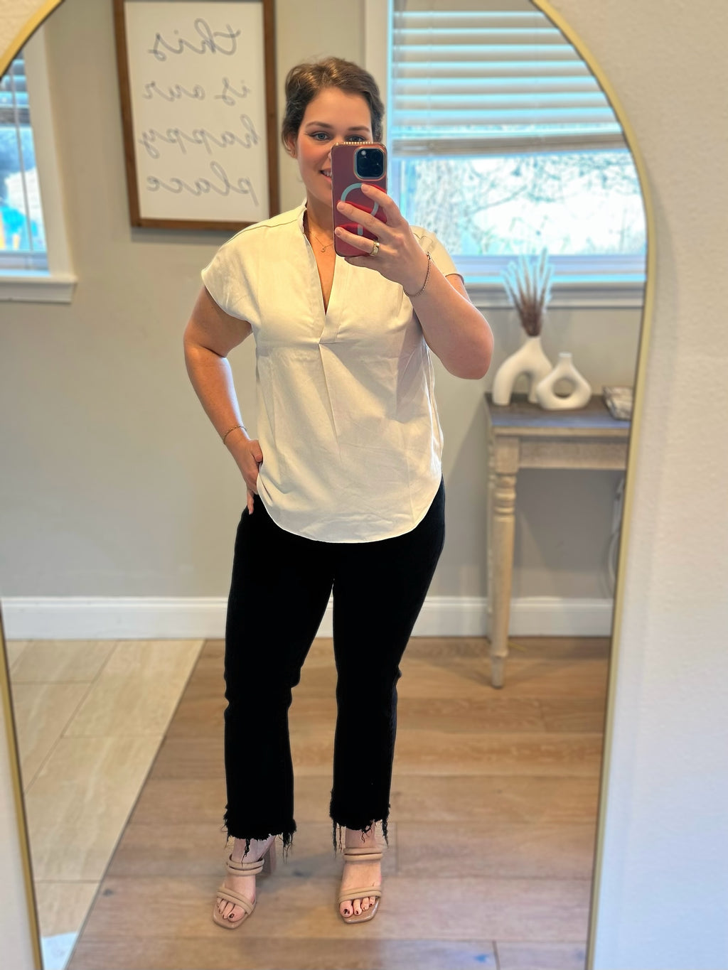 Beige Soft Matte Drop Shoulder Blouse