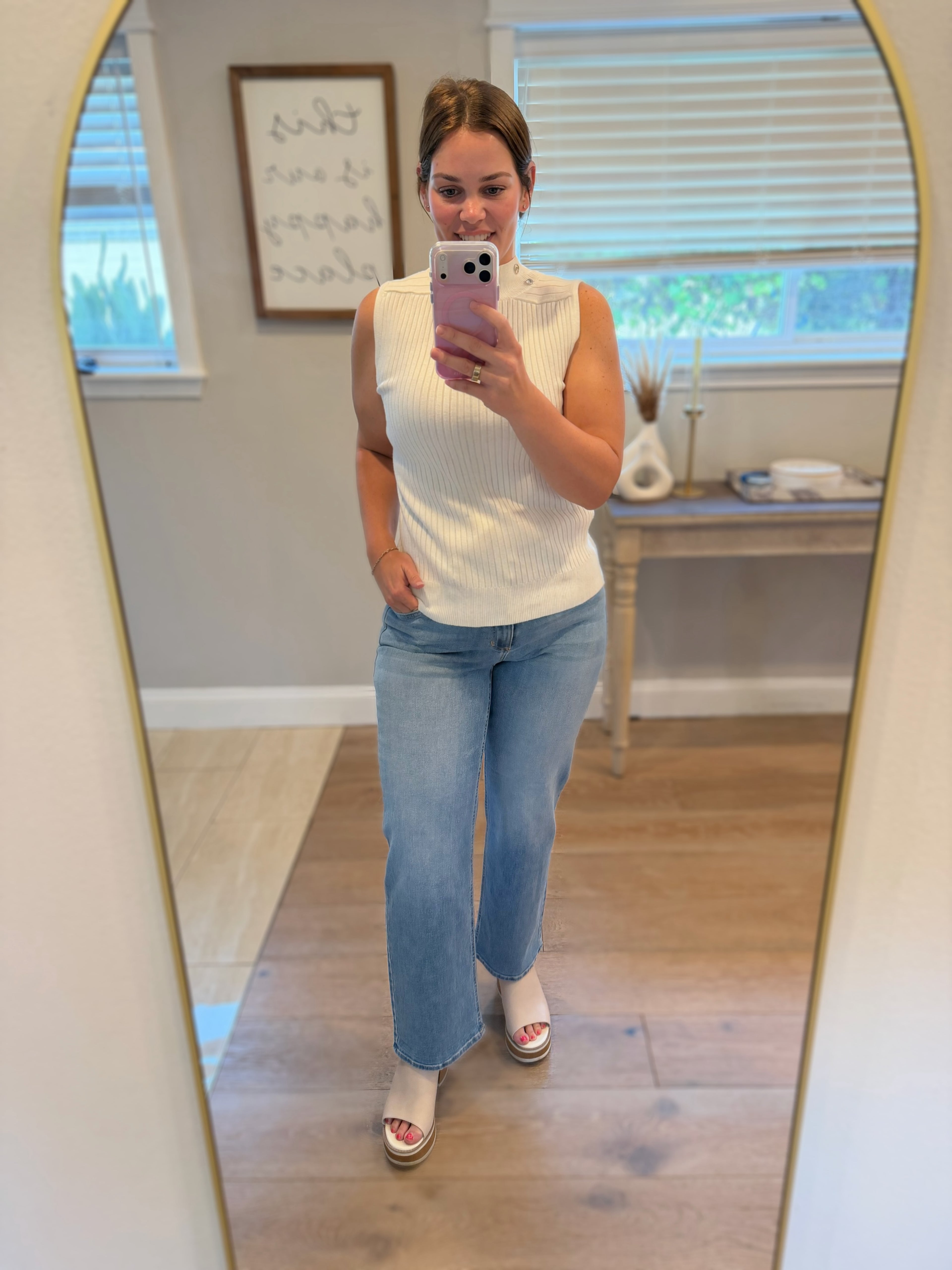 JBD Mid Rise Stretch Straight Leg Jeans in Light Denim