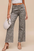 Brown Leopard Wide-Leg Jeans