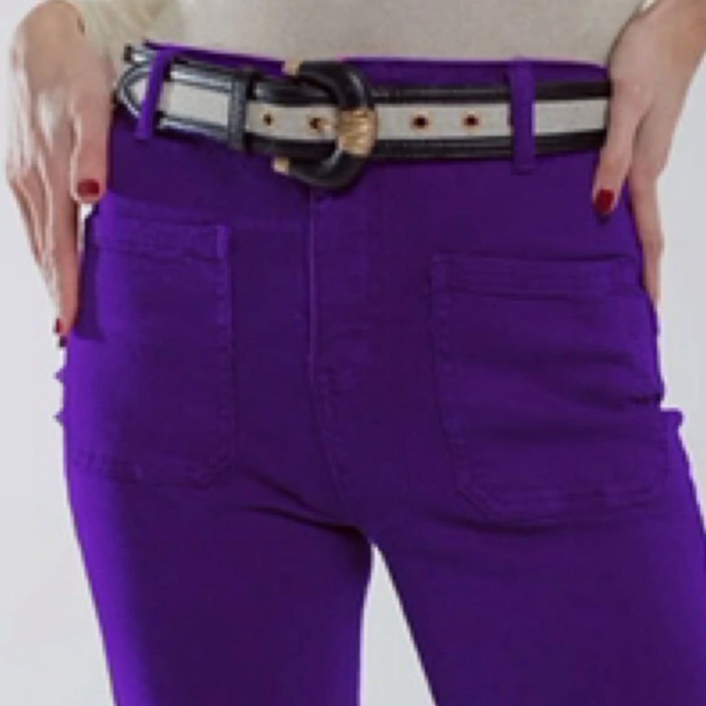 Purple Flare Jeans with Large Front Pockets (runs small)