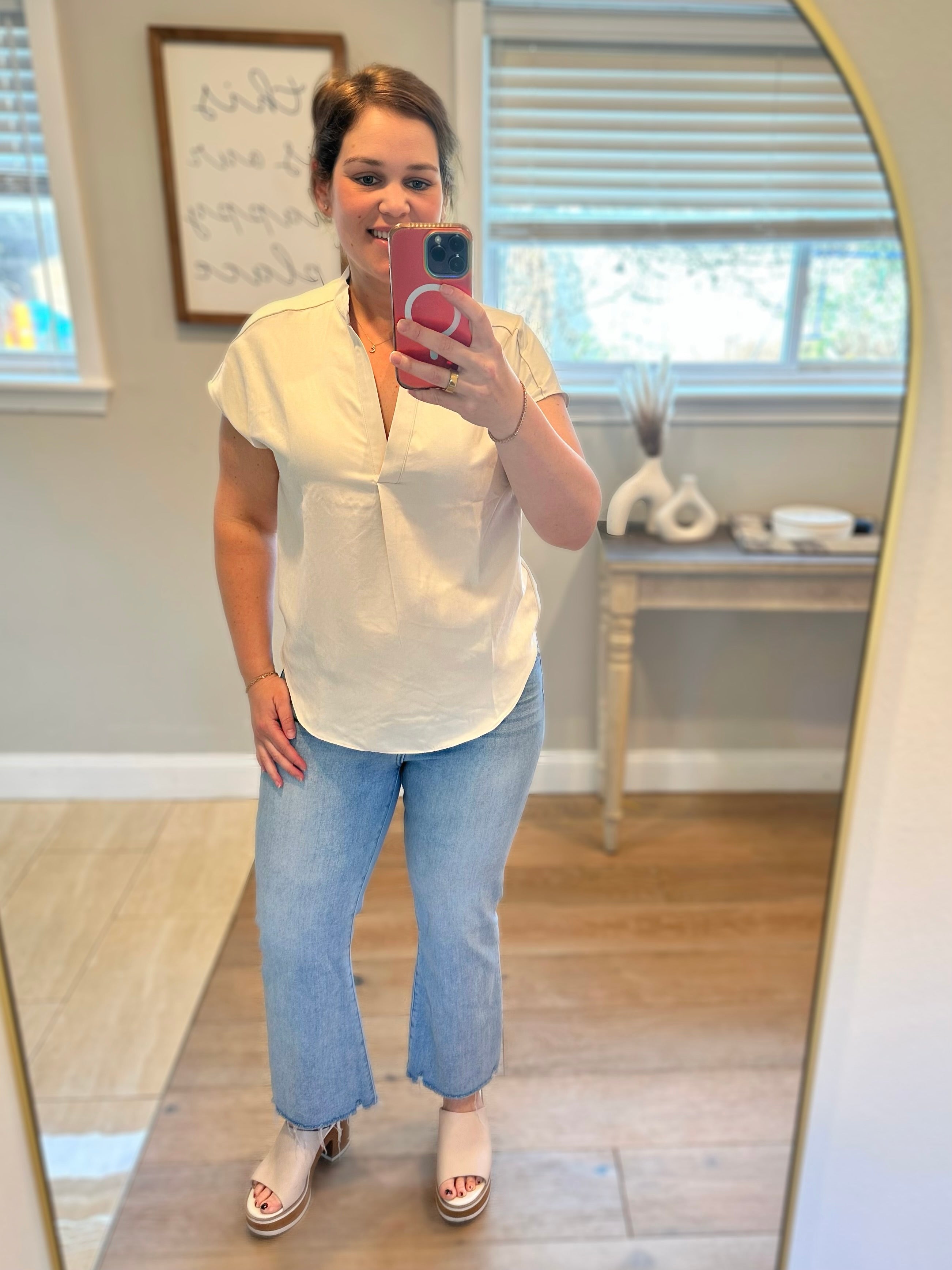 Beige Soft Matte Drop Shoulder Blouse