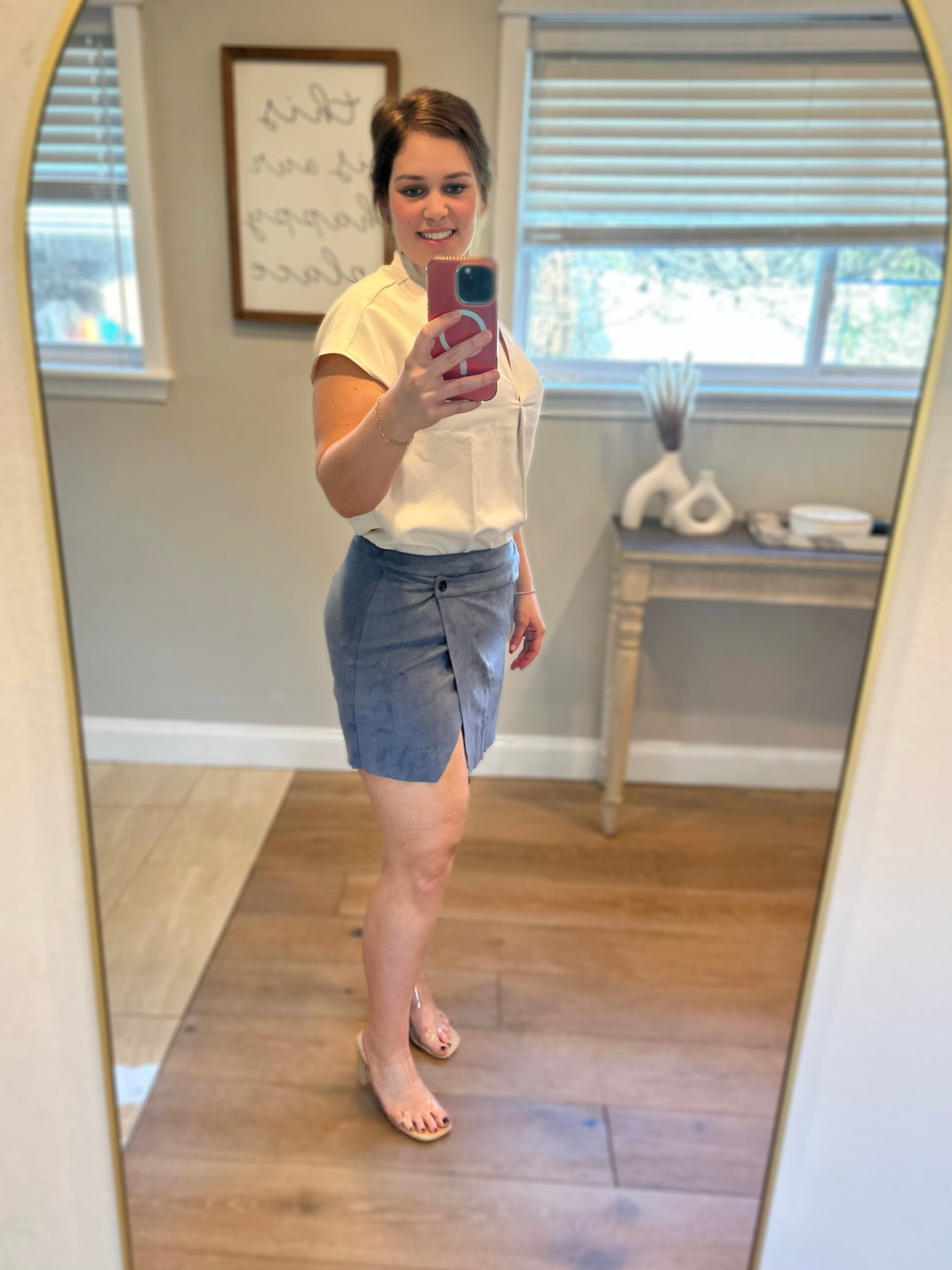 Blue Wrap Style Mini Skirt