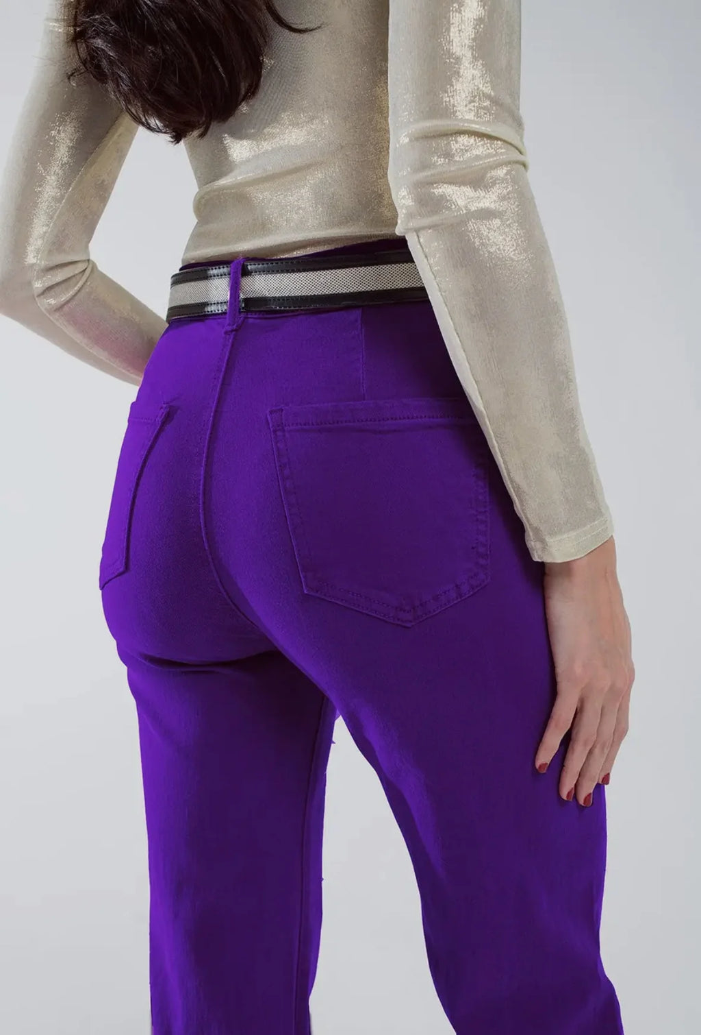 Purple Flare Jeans with Large Front Pockets (runs small)