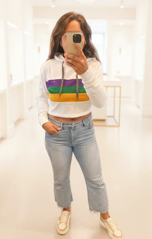 Mardi Gras Crop Sweatshirt