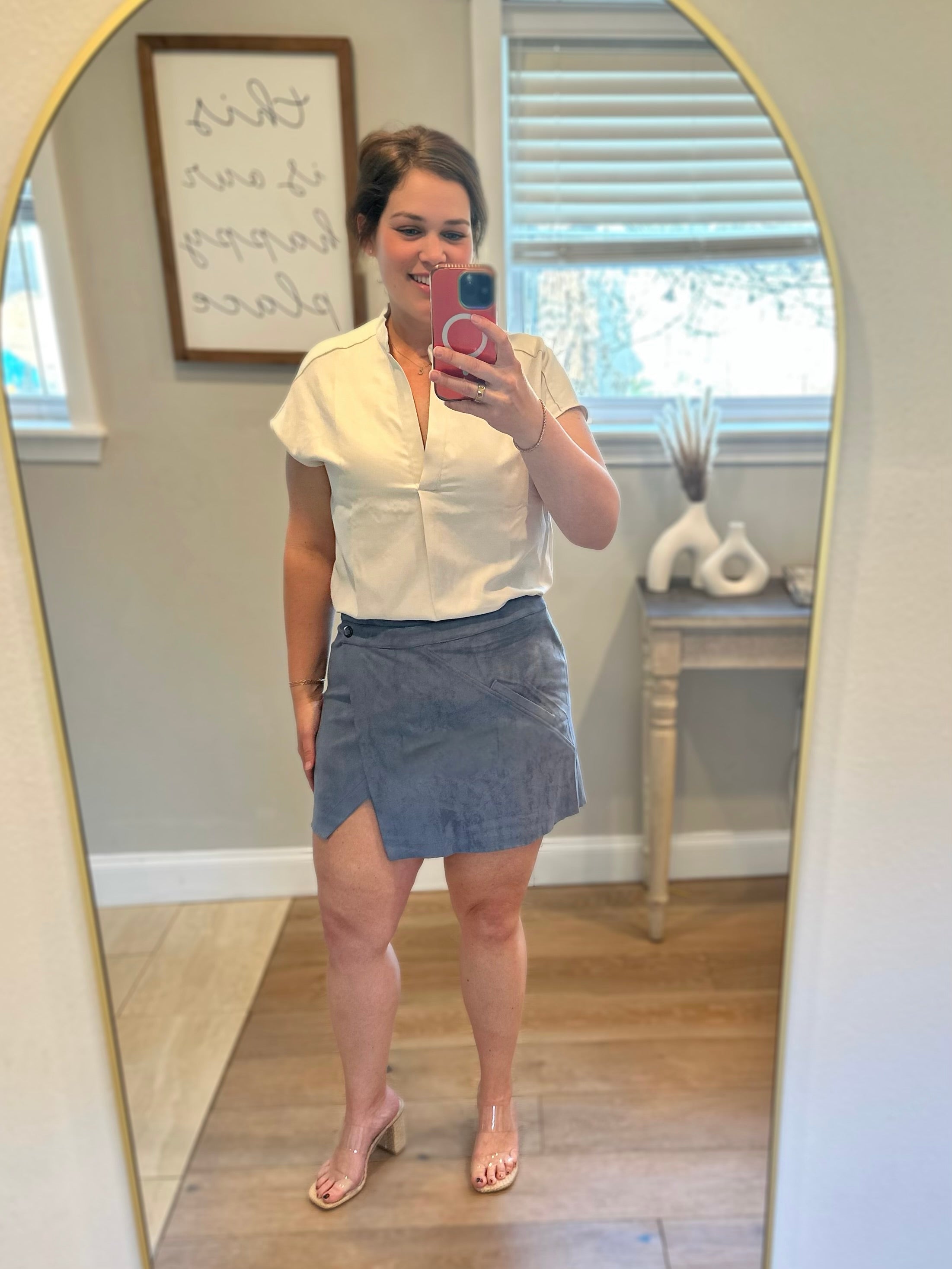 Blue Wrap Style Mini Skirt