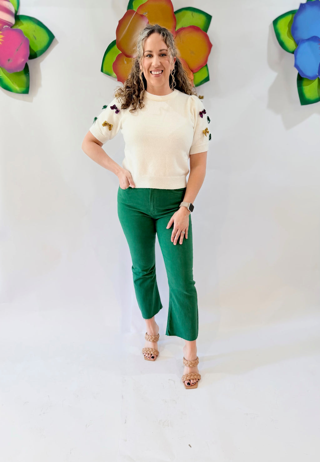 Green JBD High Rise Crop Flare | Sz 24