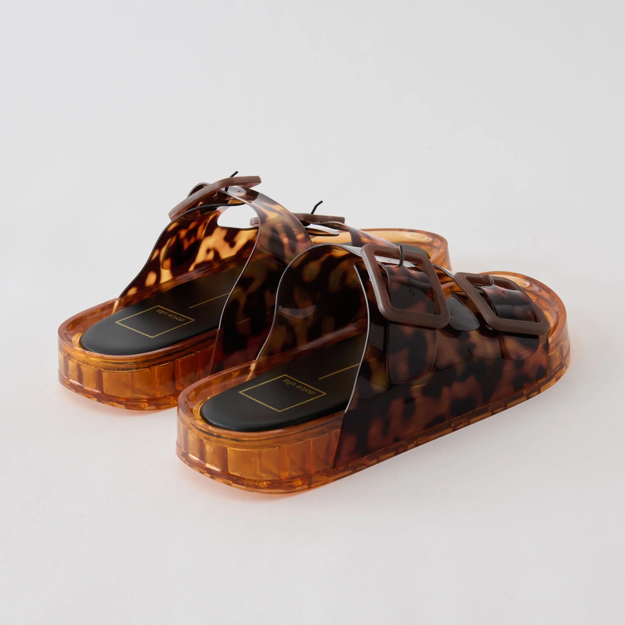 Dolce Vita Julio Sandals in Tortoise Vinyl Slides– Women’s Jelly Sandals