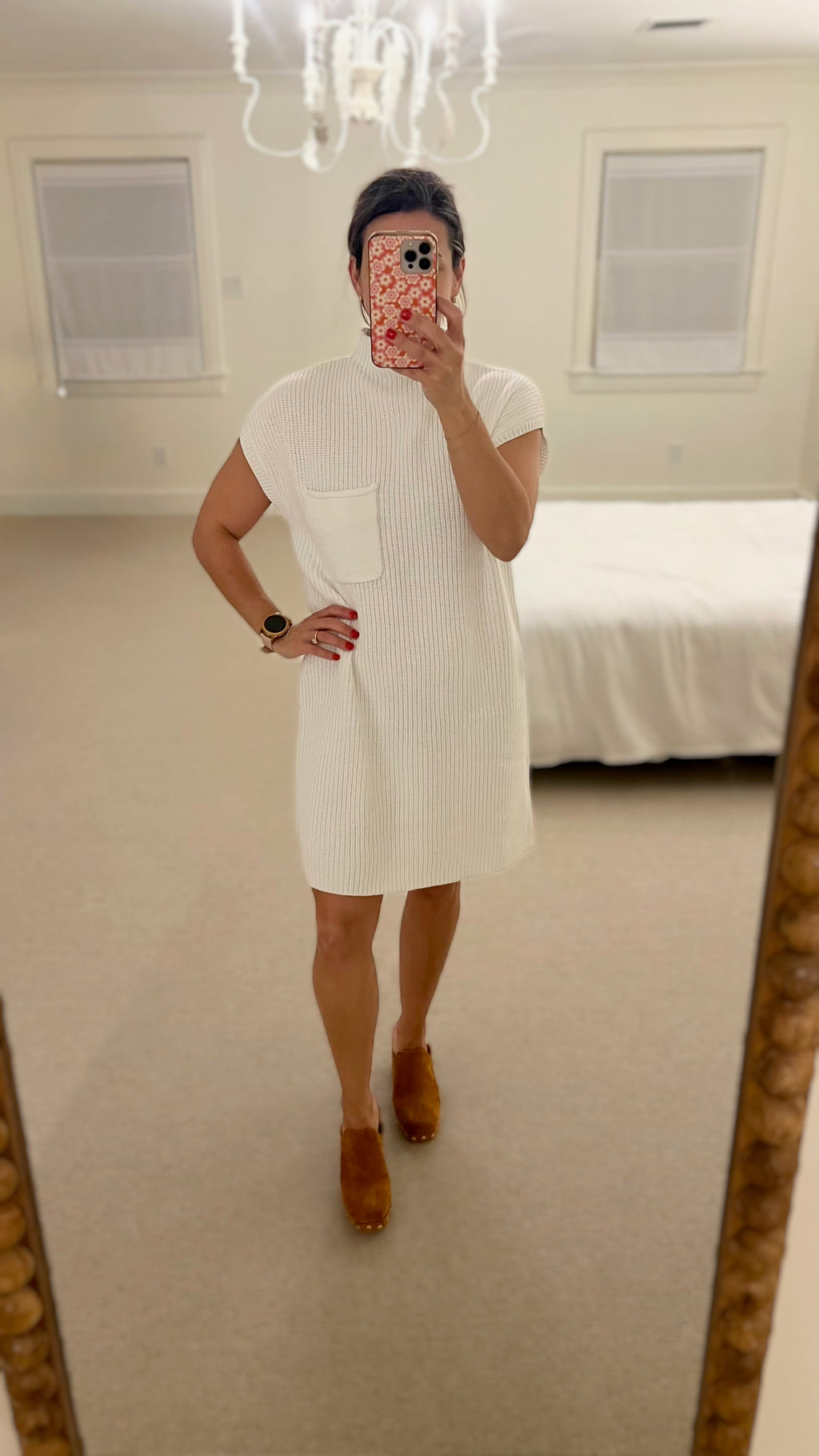 Ivory Mock Neck Sweater Dress