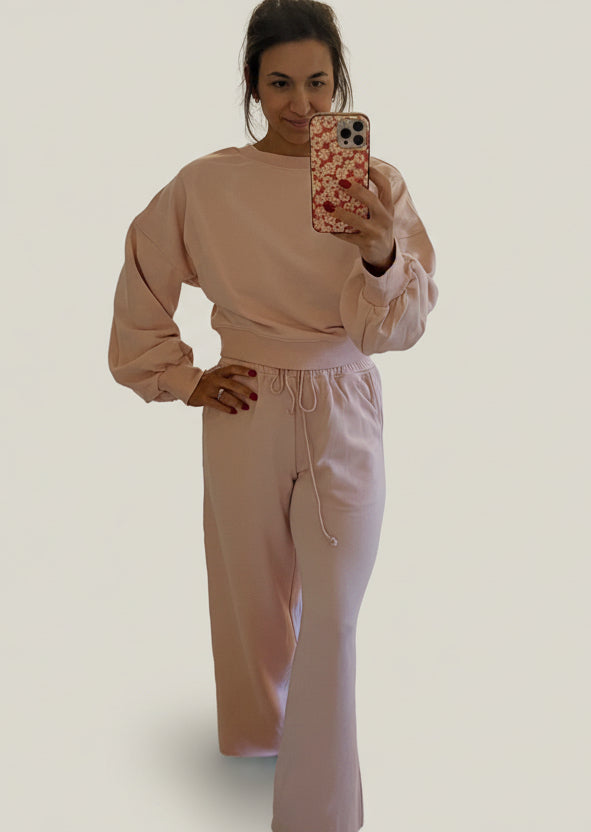 Light Pink Crop Pullover Lounge Set