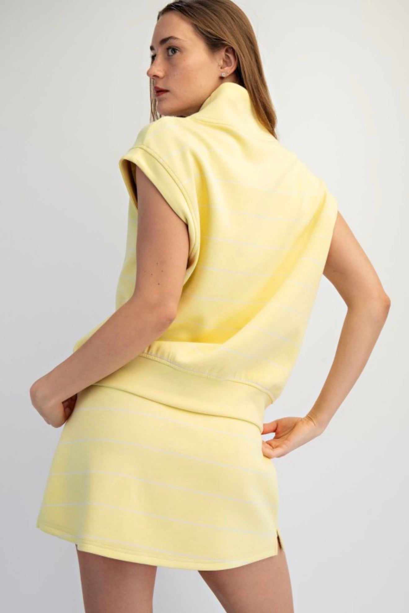 Rae Mode | Lemon Scuba Stripe Luxe Top & Skort Set