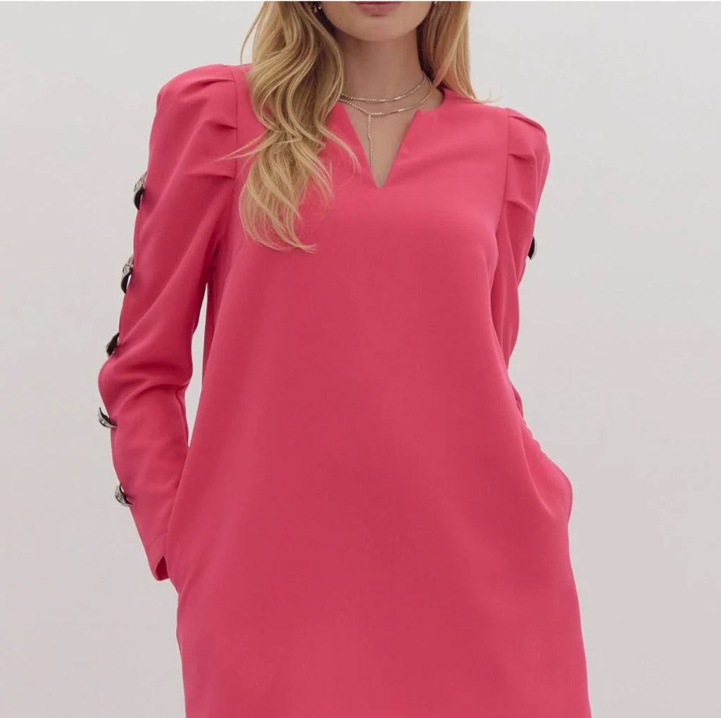 Entro Bow Accent Slit V-Neck Mini Dress