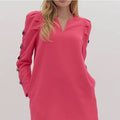 Entro Bow Accent Slit V-Neck Mini Dress