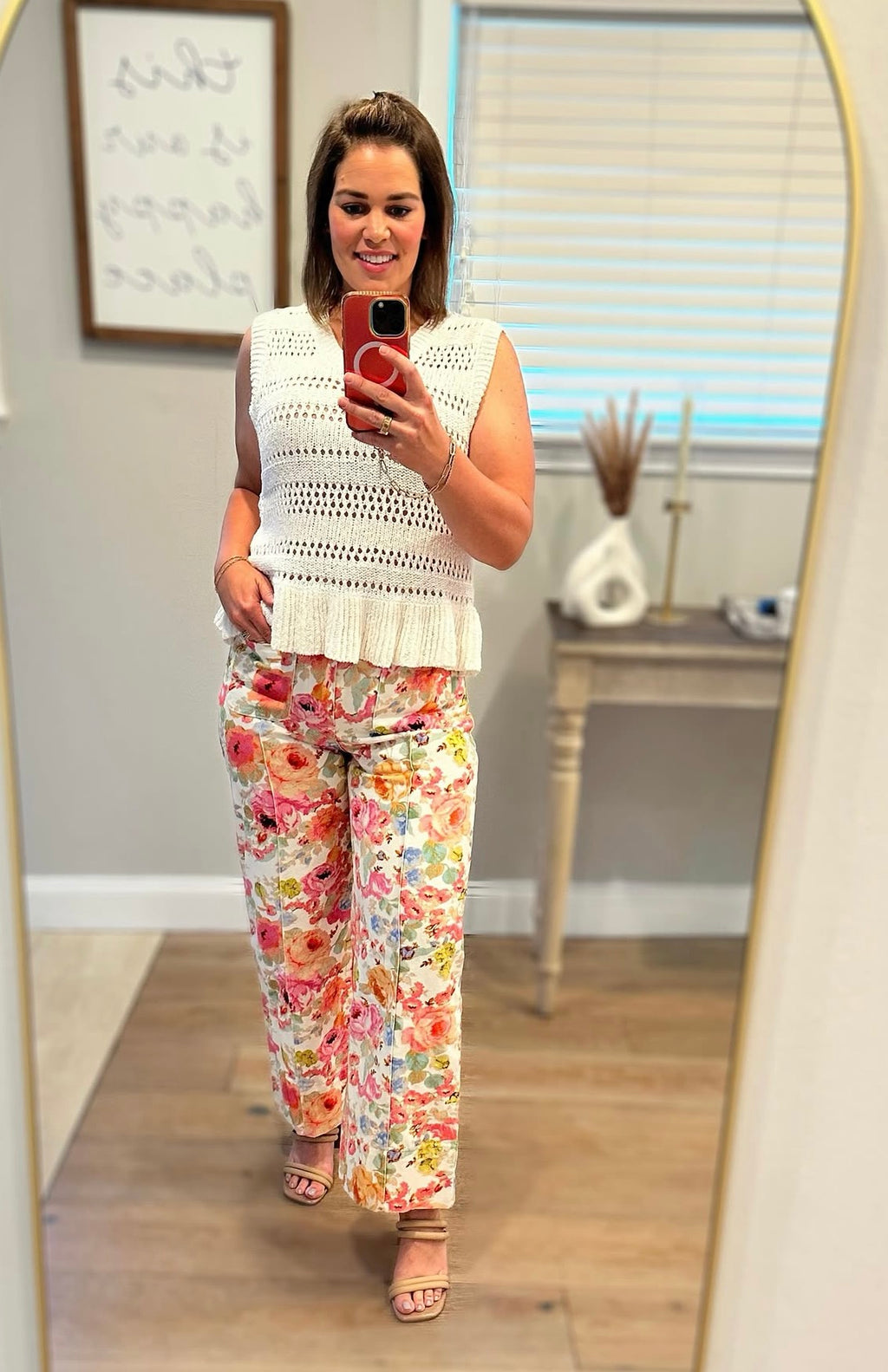 Entro | Botanical Print Wide Leg Pants with Patch Pockets