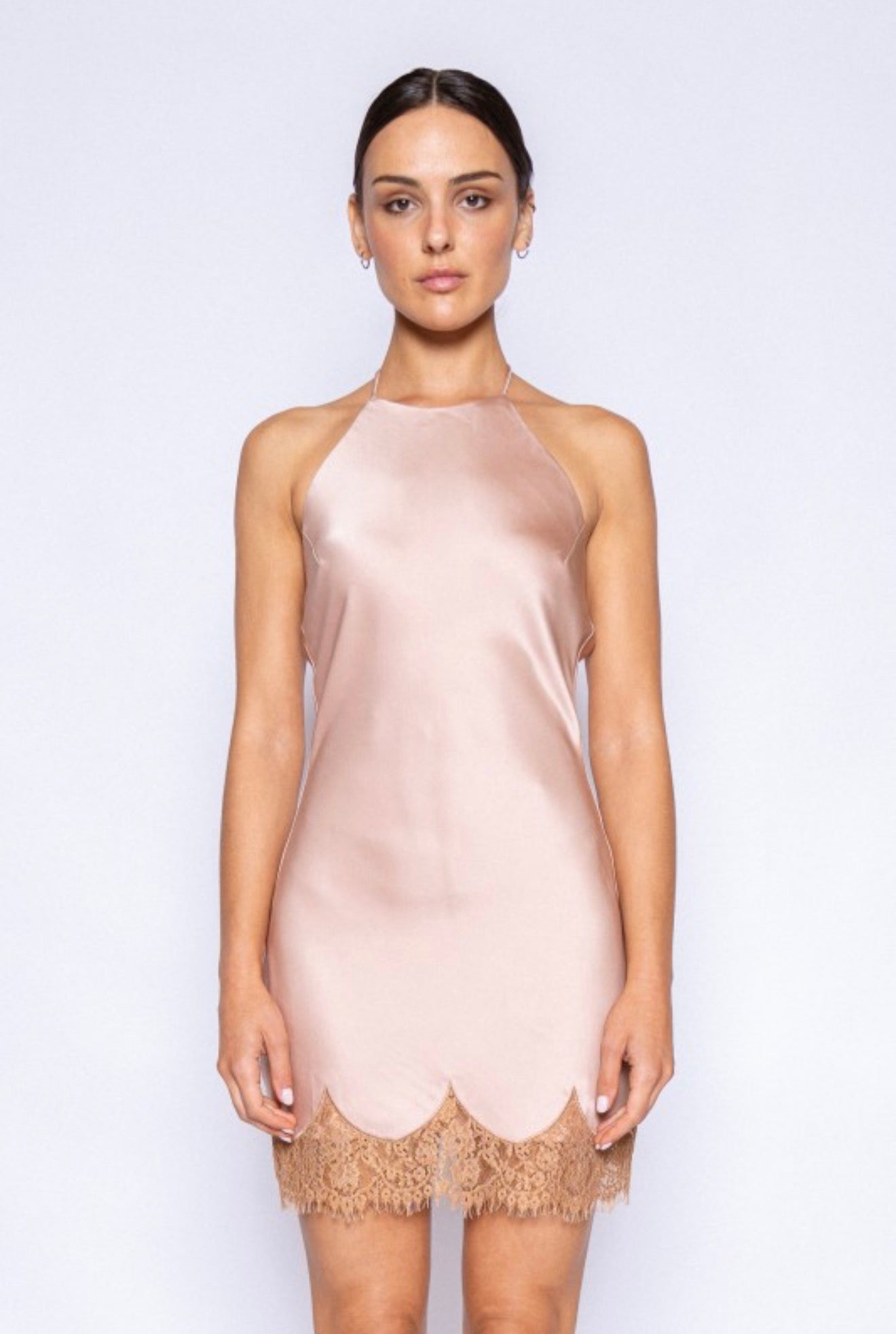 FORE | Halter Slip Dress with Lace Hem