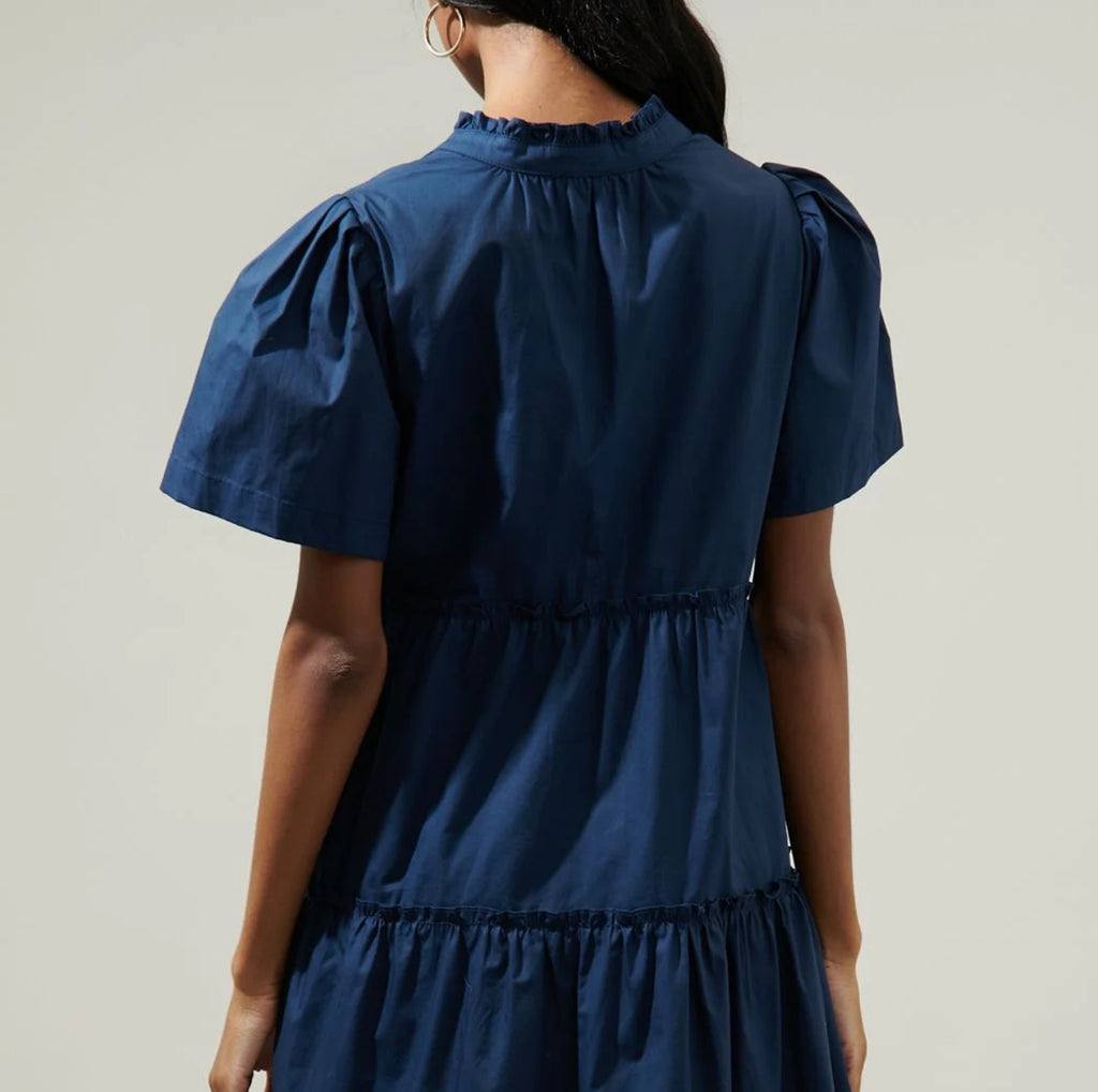 Sugarlips Navy Tiered Babydoll Dress